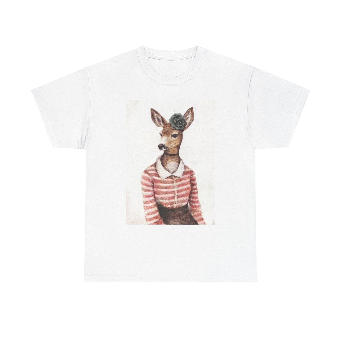 Cute Deer Graphic T Shirt Funny Animal Lover Unisex Heavy Cotton Tee