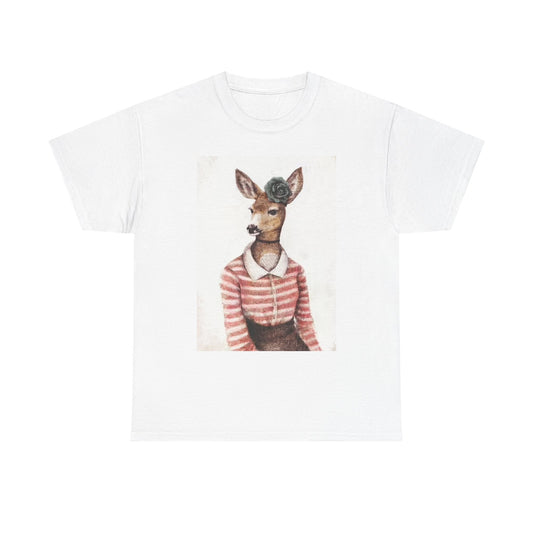 Cute Deer Graphic T Shirt Funny Animal Lover Unisex Heavy Cotton Tee