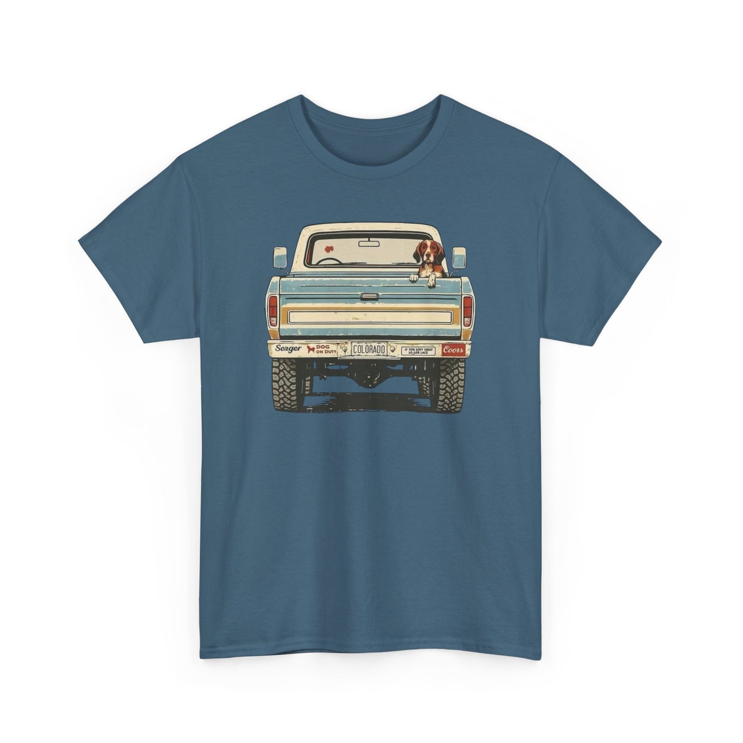 Mans Best Friend In Pickup Truck USA Graphic T Shirt NEW Unisex Heavy Cotton Tee