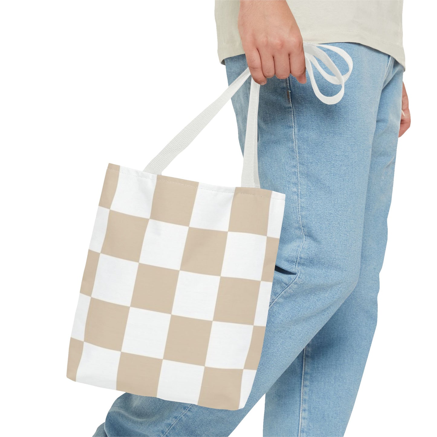 Tan Checkered All Over Print BRAND NEW Purse - Pocketbook - Travel Tote Bag