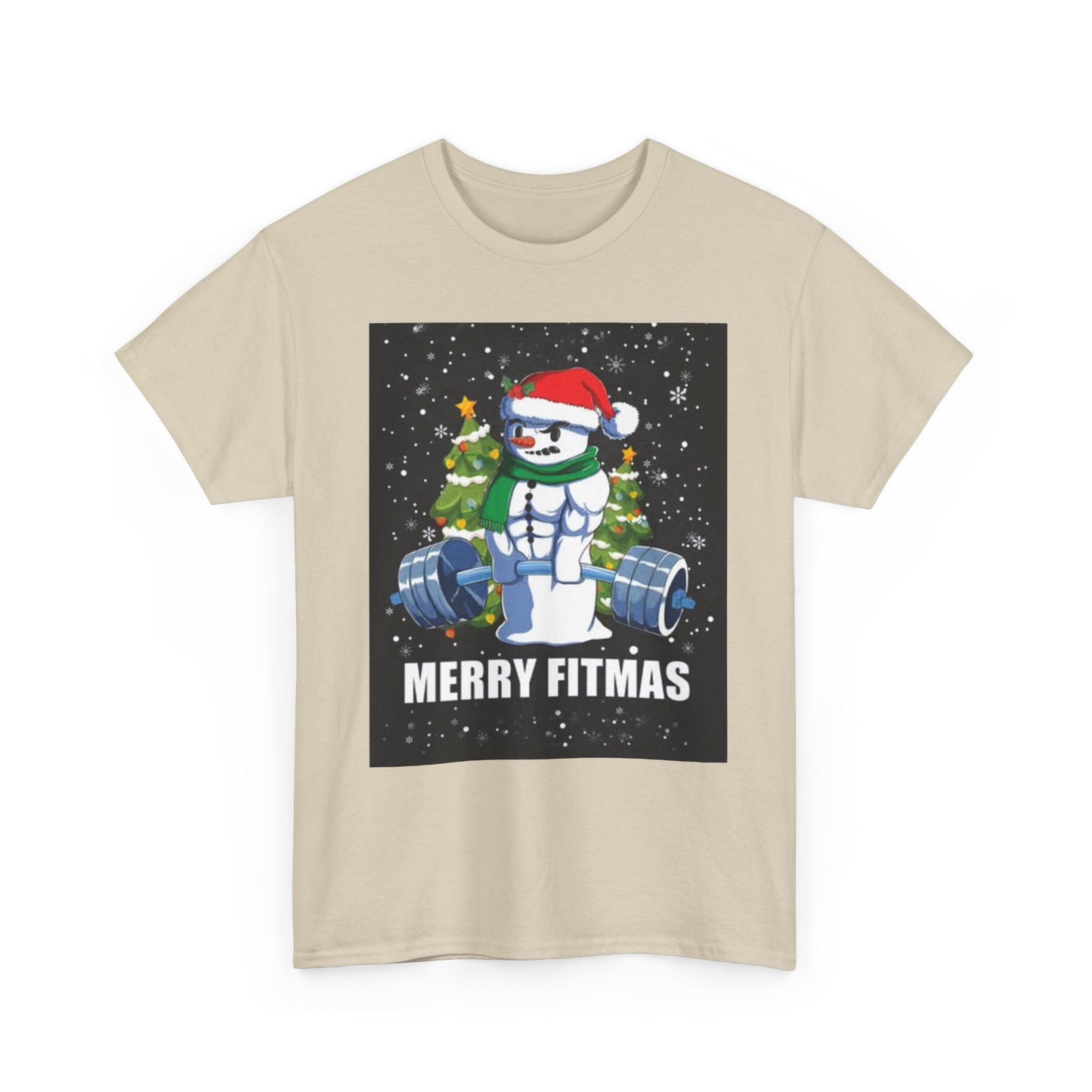 Merry Fitmas Shirt Funny Gym Snowman Christmas Gym Unisex Heavy Cotton Tee