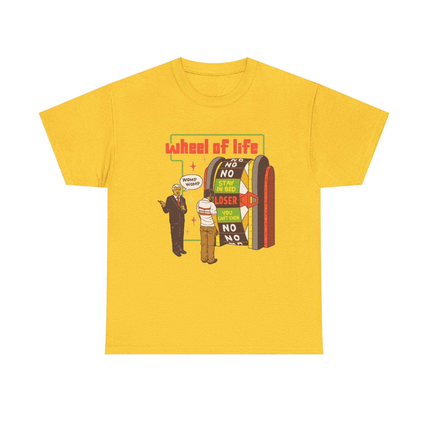Wheel Of Life Funny Dark Humor Jokes Graphic T Shirt Regular Men's Heavy Cotton Tee