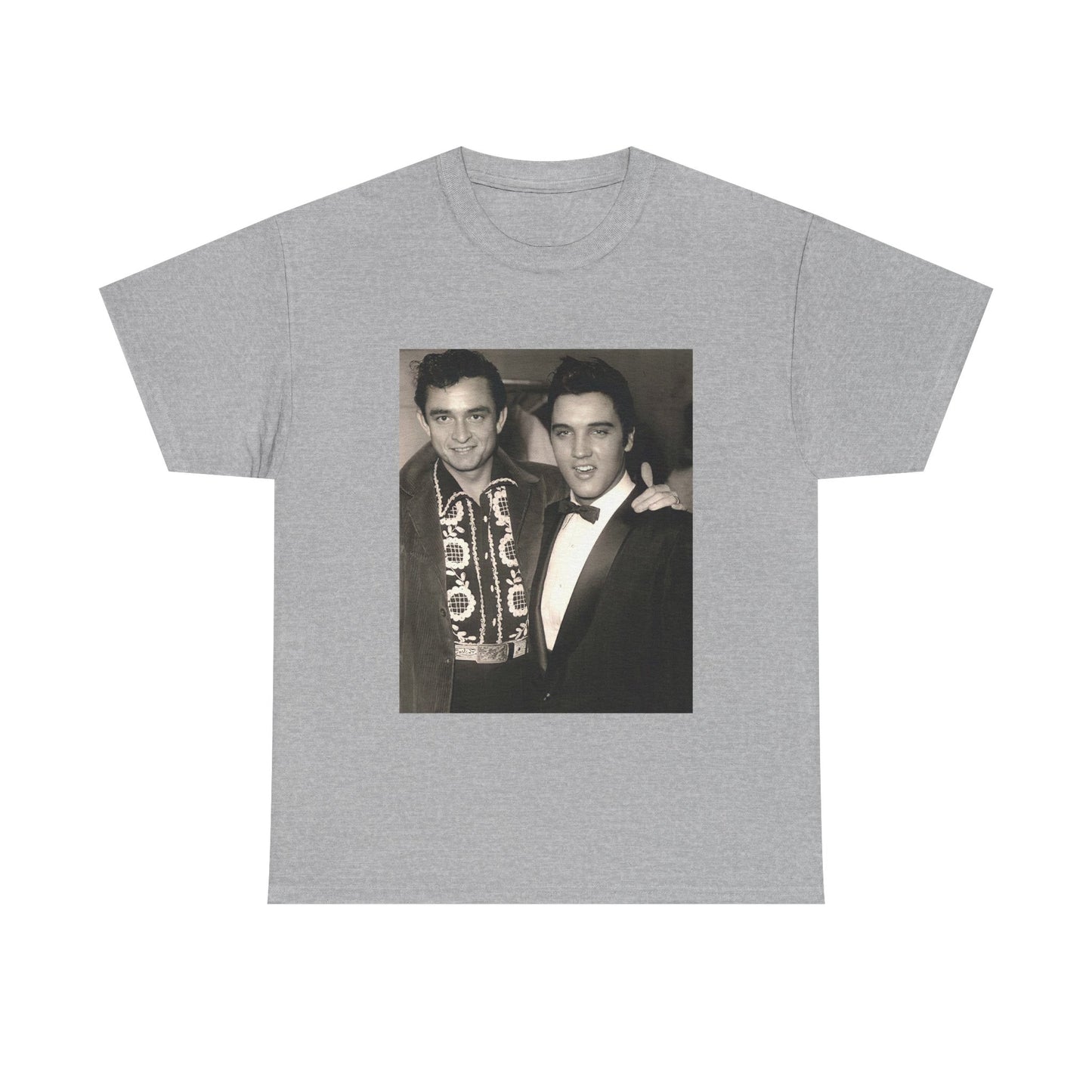 Elvis And Johnny cash shirt vintage graphic art black and white Heavy Cotton