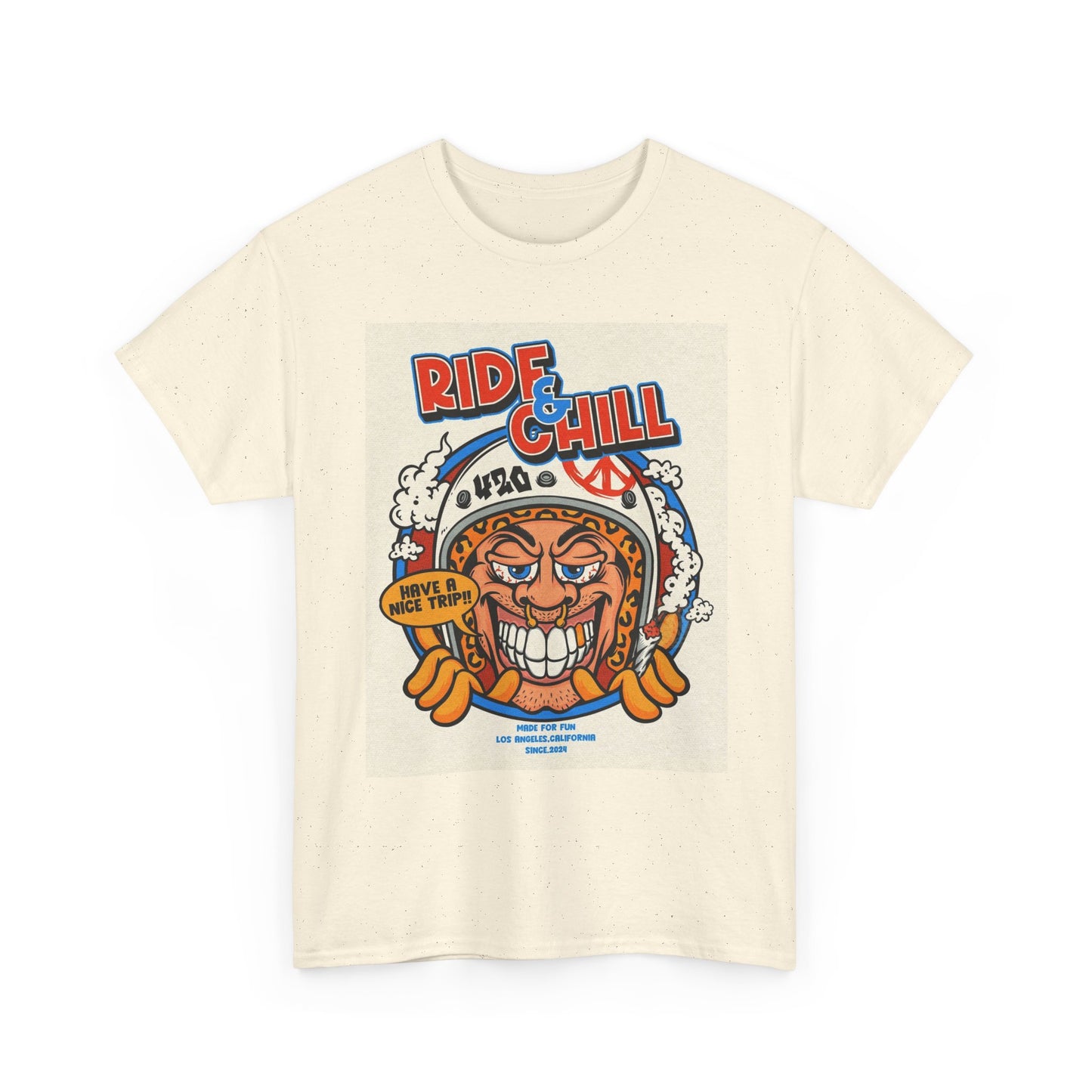 Ride And Chill Graphic T Shirt Vintage Art Motorcycles Unisex Heavy Cotton Tee