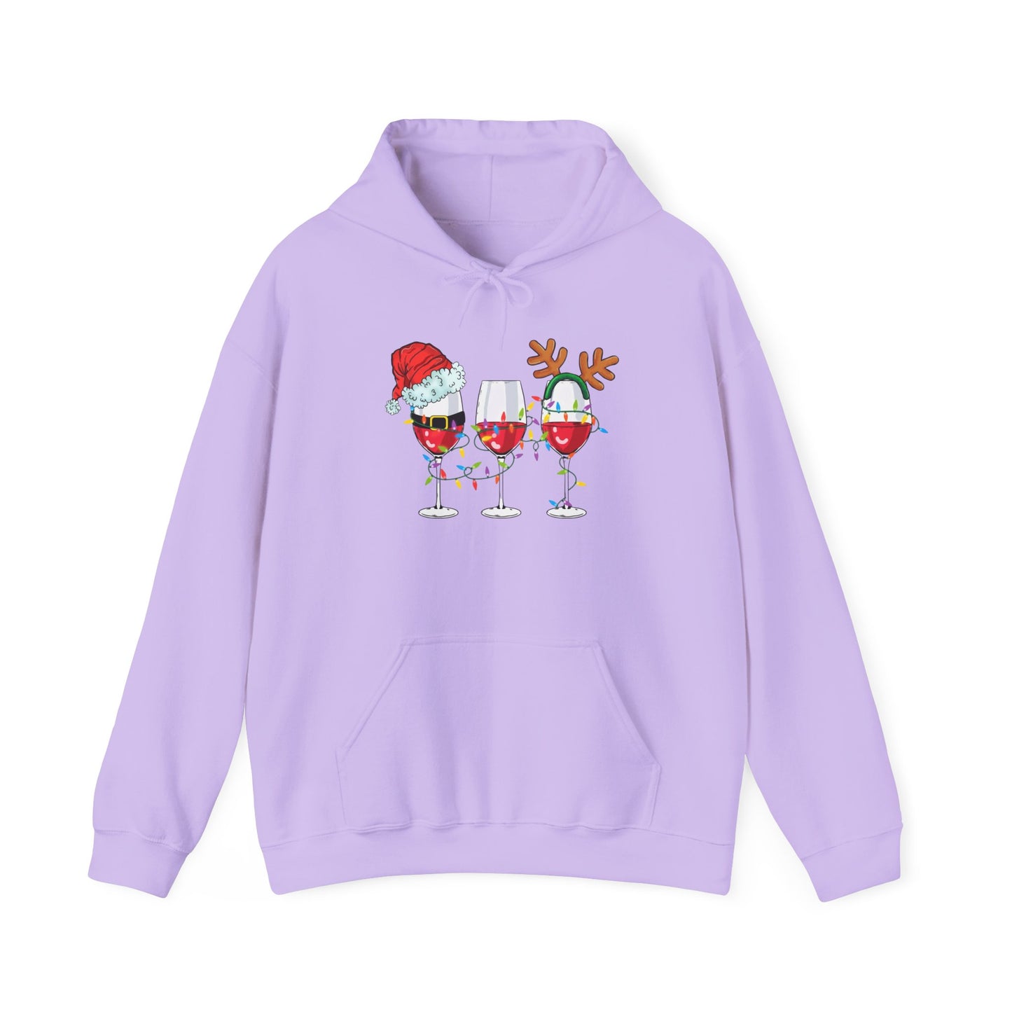 Christmas Wine Glasses Graphic Hoodie Unisex Heavy Blend™ Hooded Sweatshirt