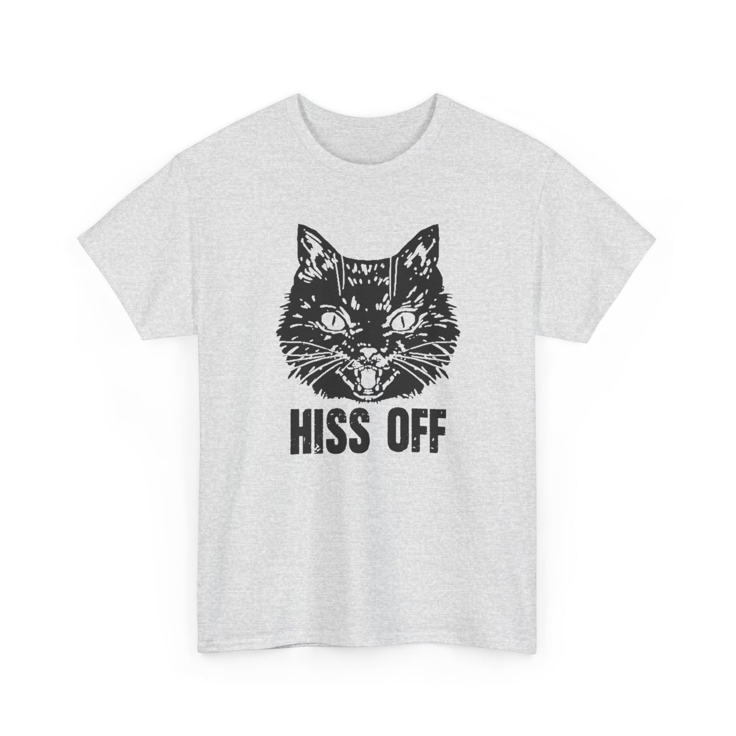 Hiss Off Funny Cat Graphic T-Shirt Unisex Heavy Cotton Tee Gift