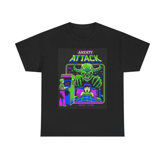 Anxiety Attack T Shirt Funny Vintage Gamer Graphic Funny Unisex Heavy Cotton Tee