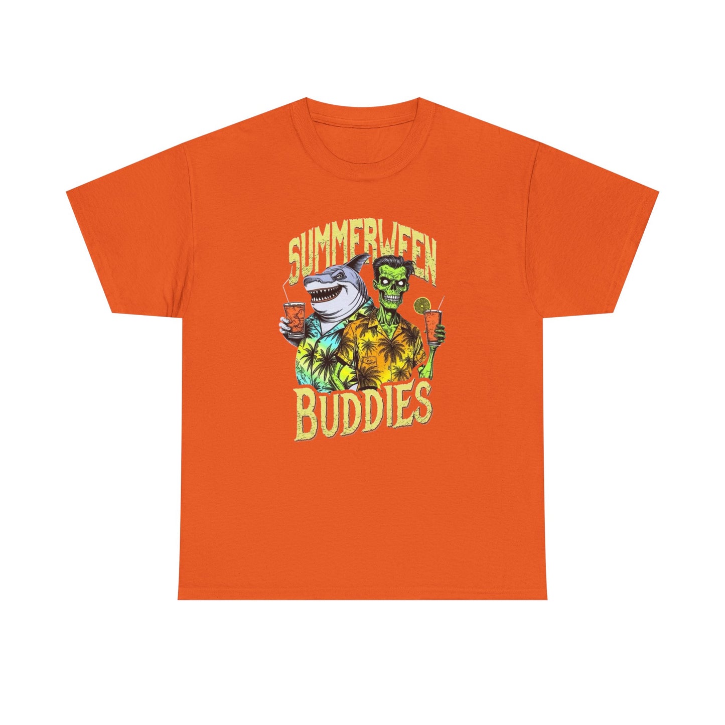 Summerween Buddies Halloween Graphic T Shirt Unisex Heavy Cotton Tee New Gift