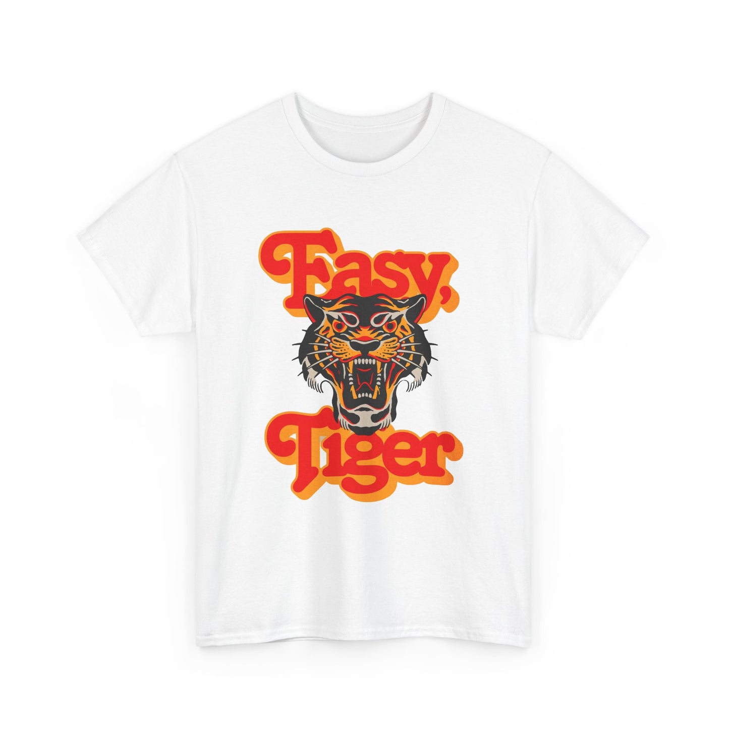 Easy Tiger Retro 70's Classic Graphic T Shirt Regular Men's Heavy Cotton Tee