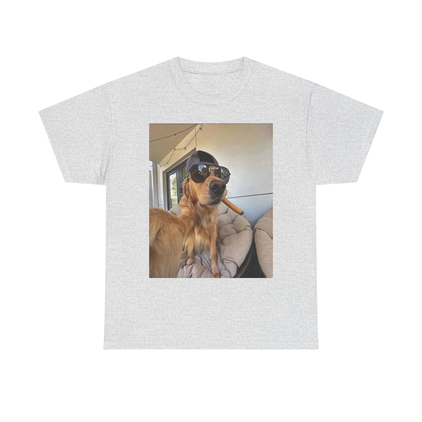 Golden Retriever Cigar Selfie Funny Graphic T-Shirt Unisex Heavy Cotton Tee NEW