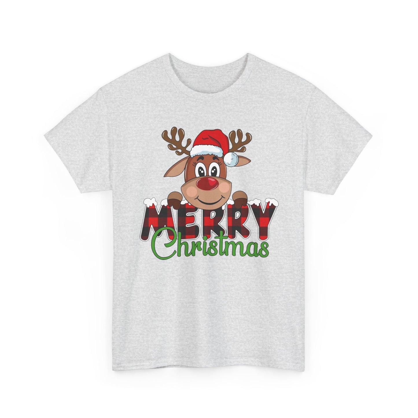 Merry Christmas Deer Cute Graphic T Shirt NEW Unisex Heavy Cotton Tee