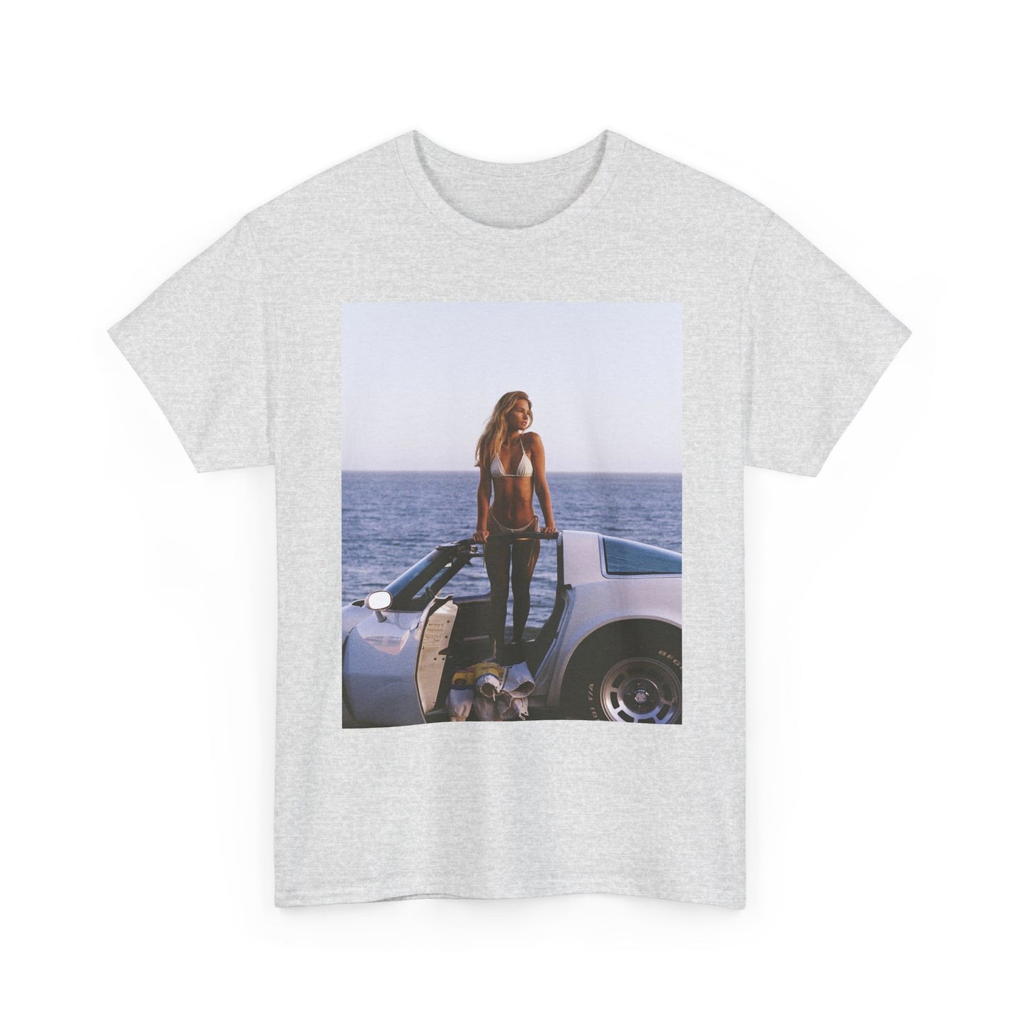 Corvette On The Beach Graphic T Shirt S-5XL Unisex Heavy Cotton Tee