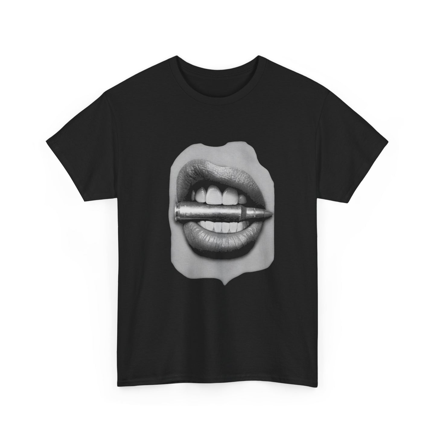 Bullet Caught In Mouth Graphic T Shirt NEW ADULT Tee