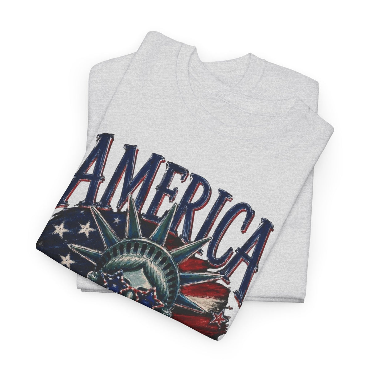 America Statue Of Liberty Graphic T Shirt Men's Heavy Cotton Tee