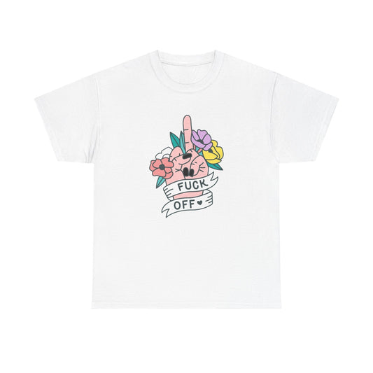 Flowers Middle Finger T Shirt Graphic Unisex Heavy Cotton Tee NEW GIFT