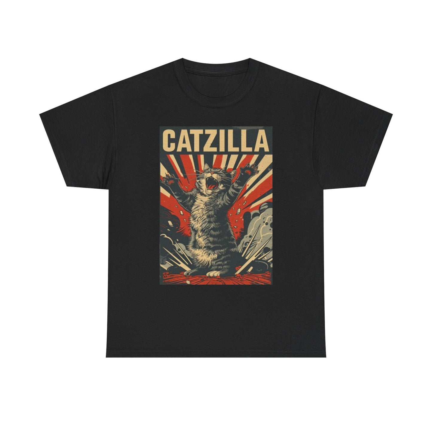 Catzilla Graphic T Shirt Funny Picture Unisex Heavy Cotton Tee