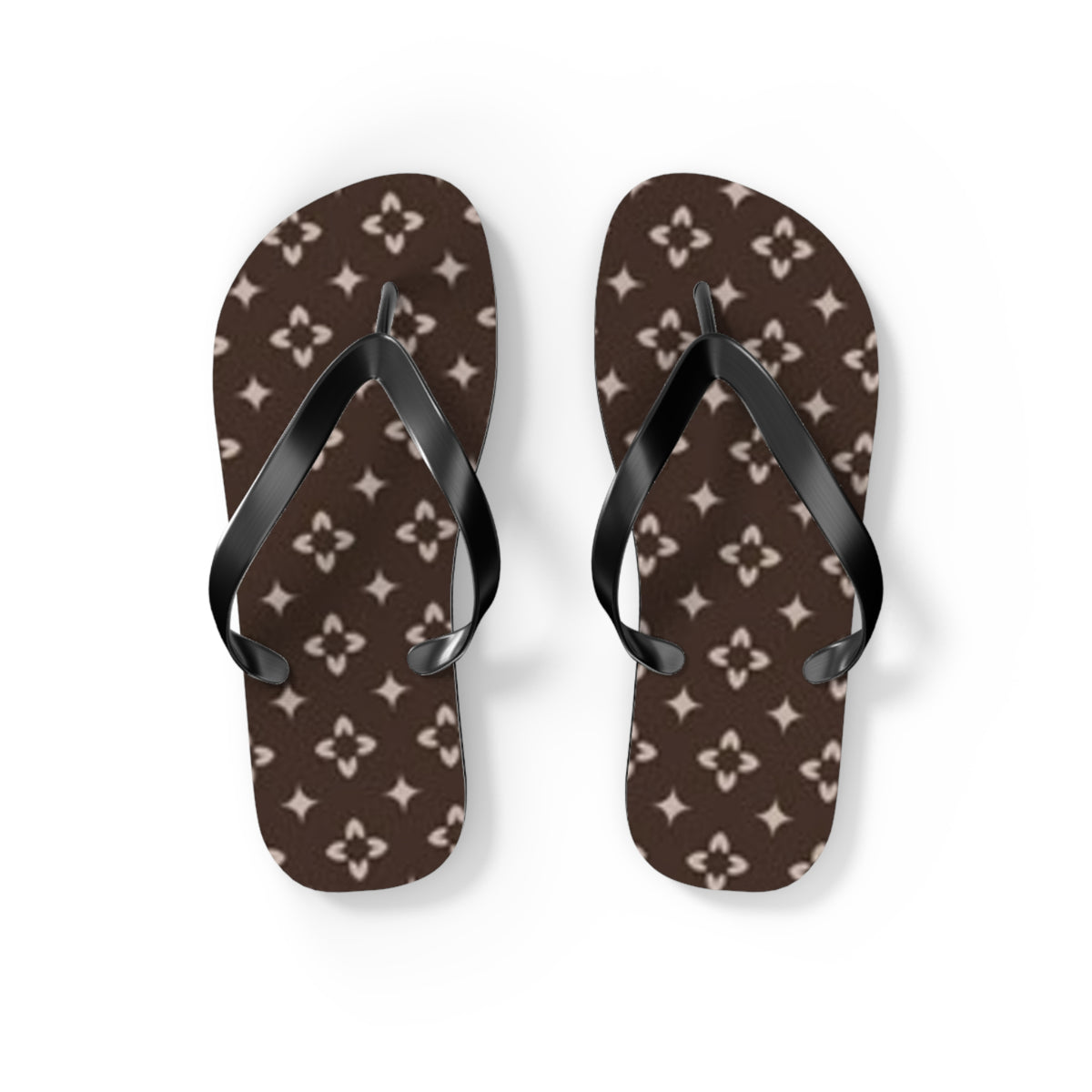 Brown And White Monogram Flip Flops, Sandals Slides, Summer Footwear, Brand New