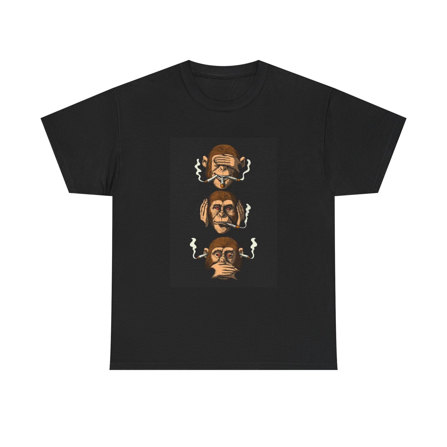See No Evil Tshirt Three monkeys weed funny graphic Unisex Heavy Cotton Tee