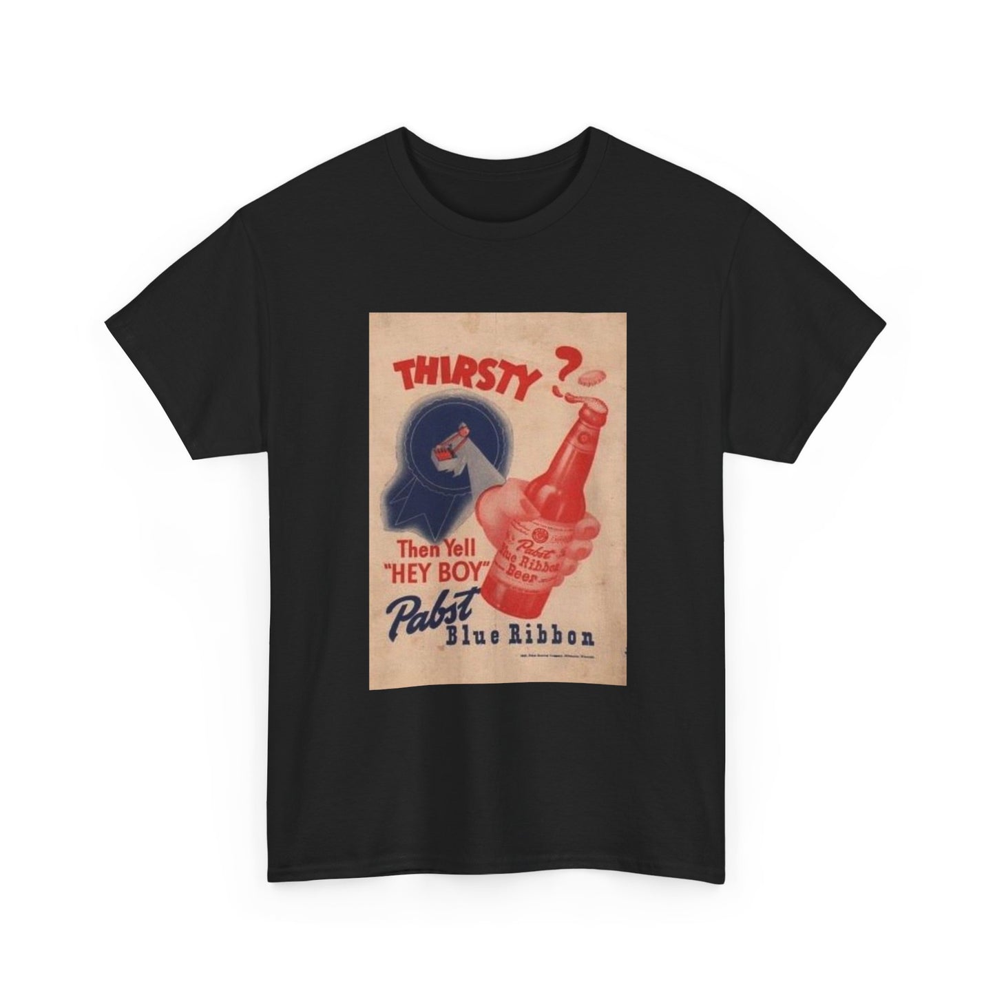 Pabst Blue Ribbon Tshirt Vintage Poster Beer American Unisex Heavy Cotton Tee