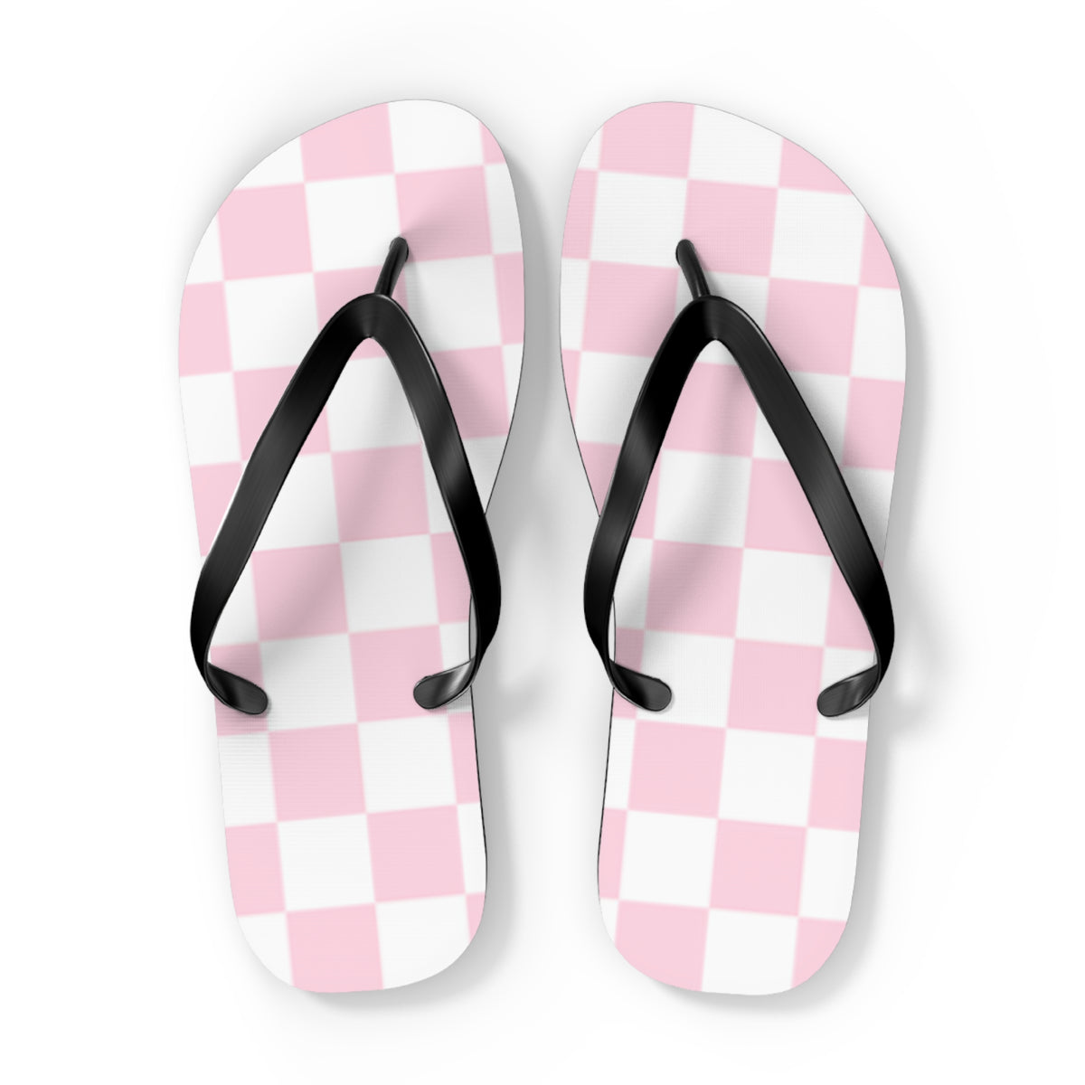 Pink Checkered Sandals, Beach Shoes, Vacation Flip Flops, Pool Slides