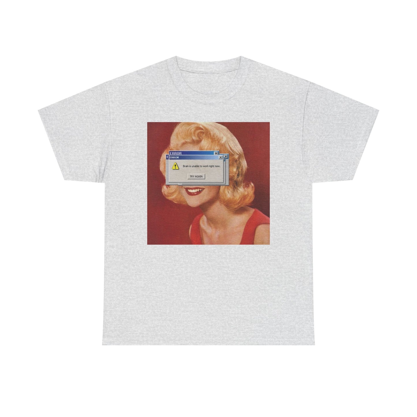 Brain Unable To Work Funny Vintage Graphic T Shirt Unisex Heavy Cotton Gift New