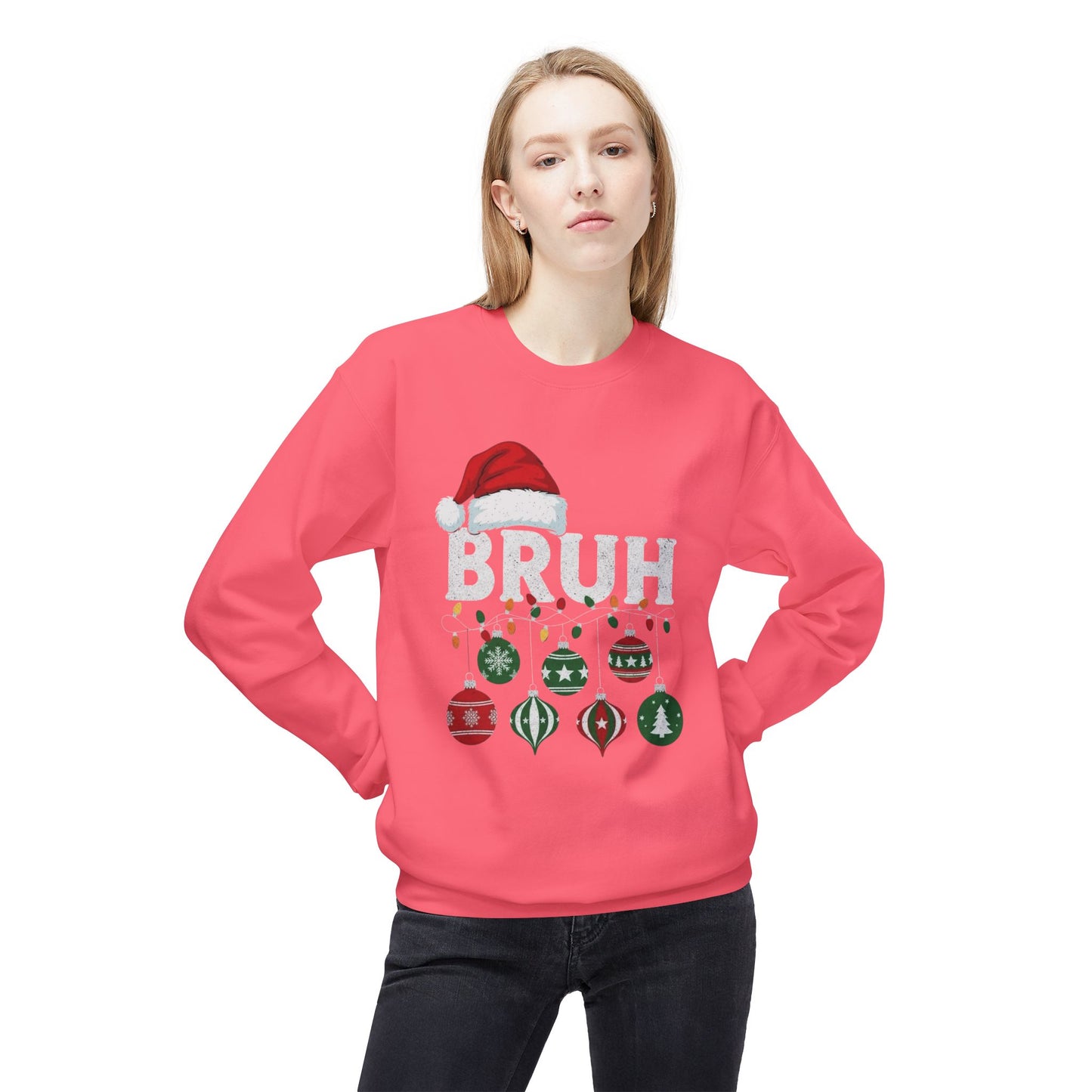 Bruh Its Christmas Funny Sweater NEW Unisex Fleece Crewneck Sweatshirt