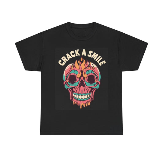 Crack A Smile trippy Death Skull Shirt Neon Colors Unisex Heavy Cotton Tee