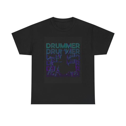 Drummer Graphic T Shirt Retro Gift Drum Set Unisex Heavy Cotton Tee