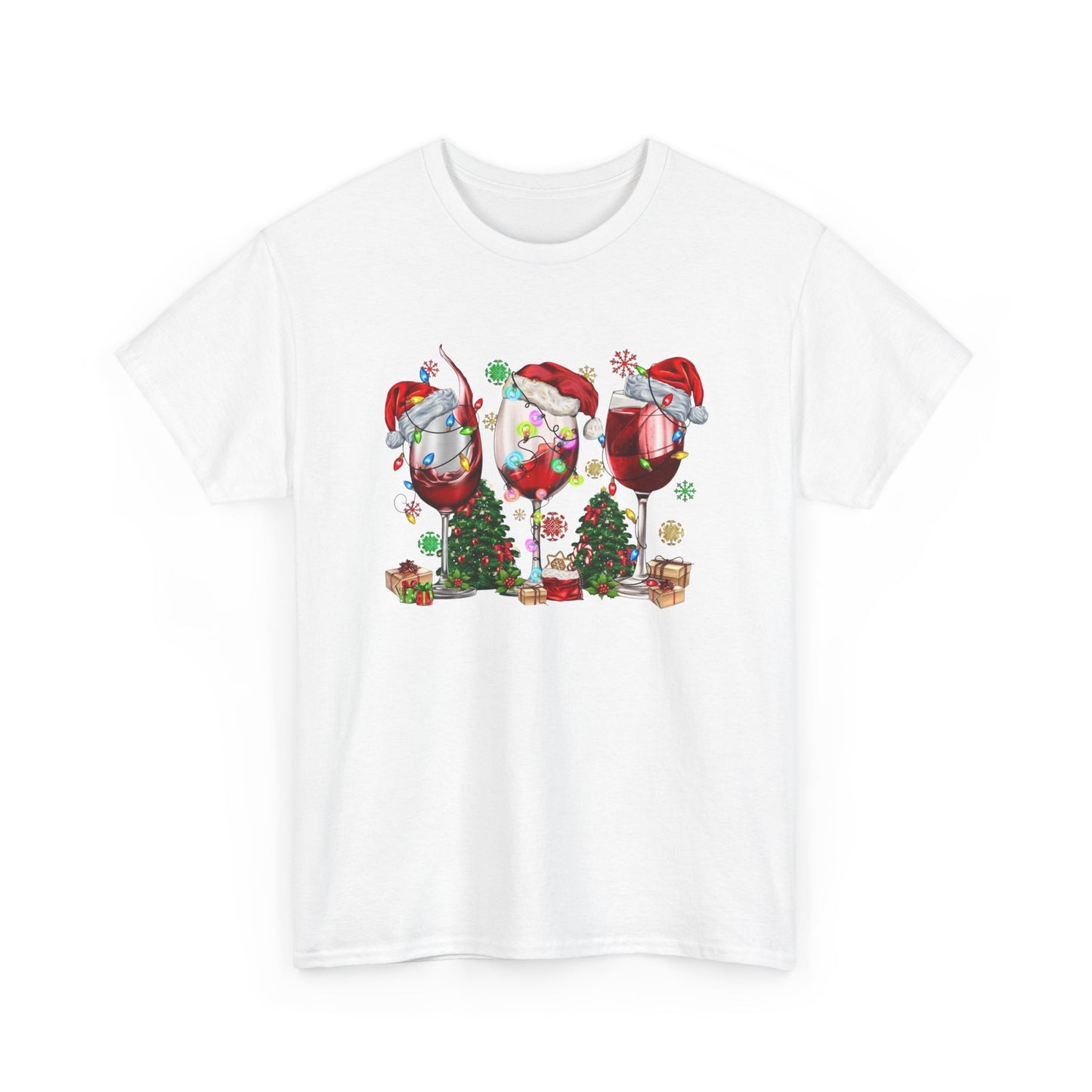 Christmas Wine Glasses Graphic T Shirt NEW ADULT