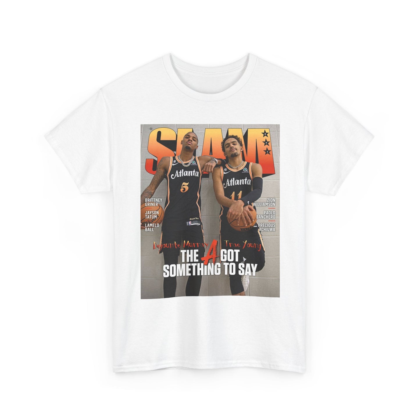 Trae Young Slam Cover Graphic T Shirt Retro Basketball Unisex Heavy Cotton Tee