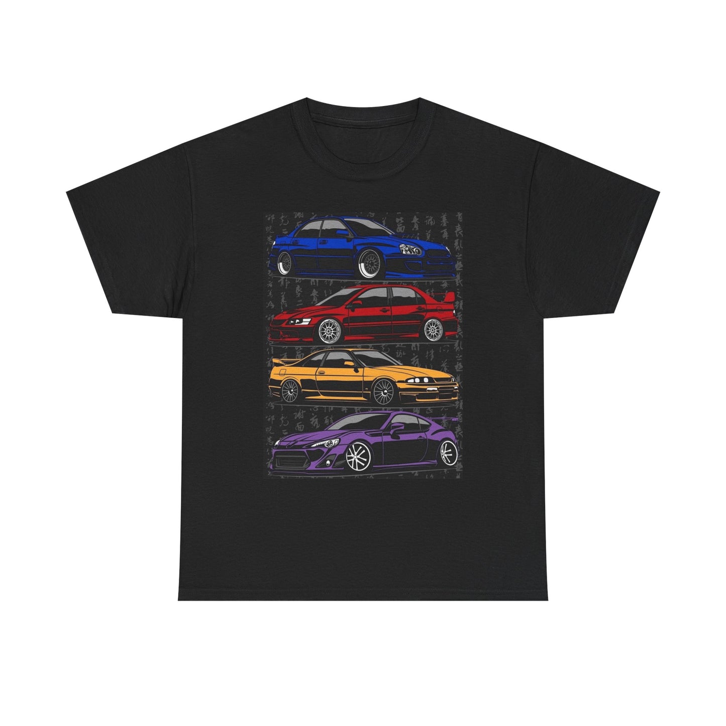 JDM Tuner Car Line Up Graphic T Shirt Adult NEW Unisex Heavy Cotton Tee