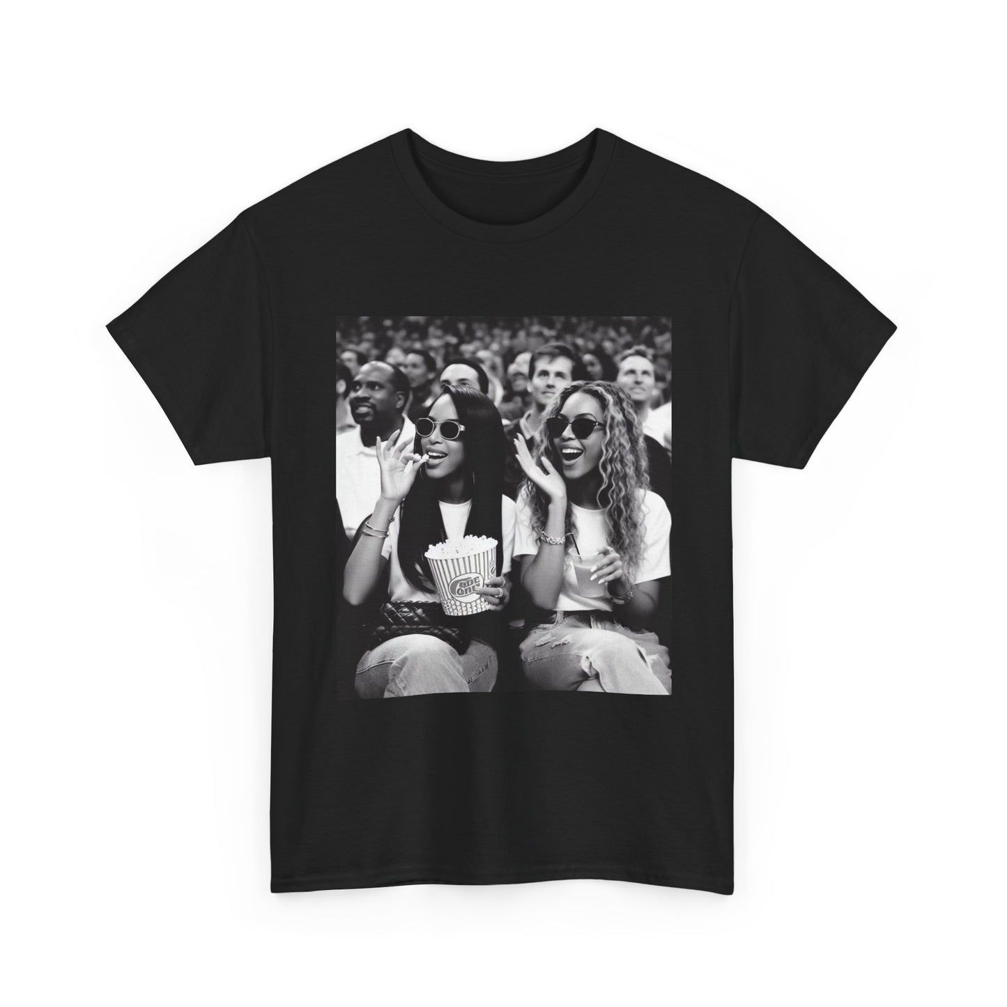 Aaliyah and Beyonce Tshirt Vintage Courtside Photo Tour Unisex Heavy Cotton Tee