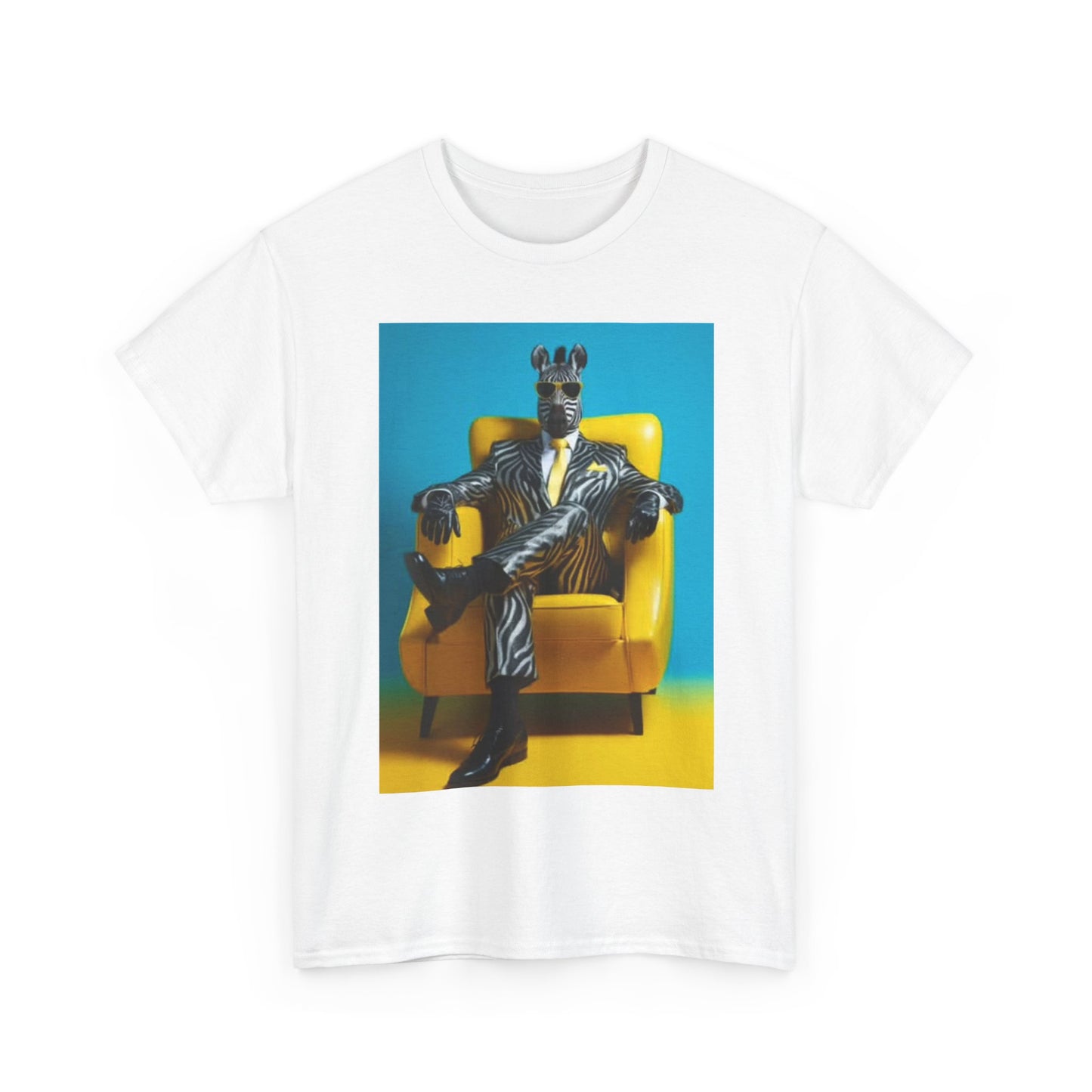 Zebra Suit Funny Picture Shirt Graphic Zoo Animals Unisex Heavy Cotton Tee