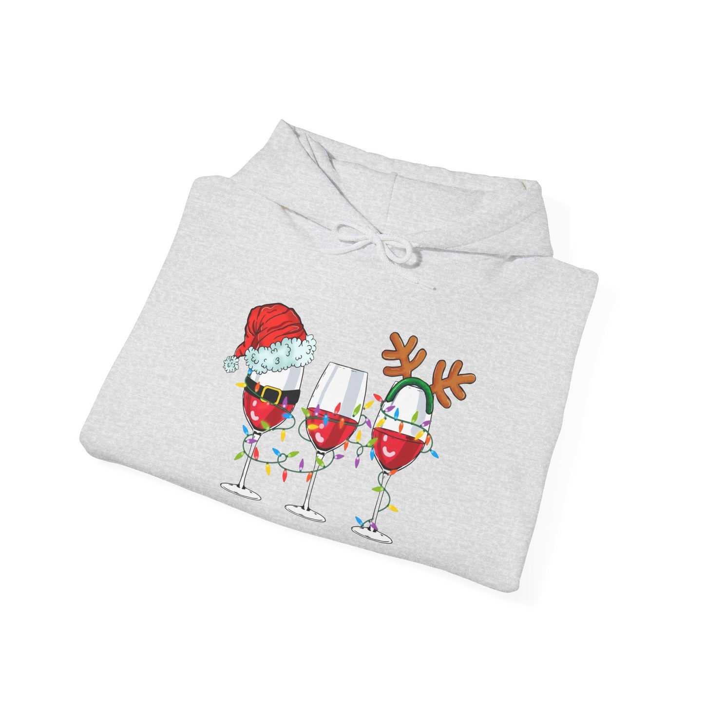 Christmas Wine Glasses Graphic Hoodie Unisex Heavy Blend™ Hooded Sweatshirt
