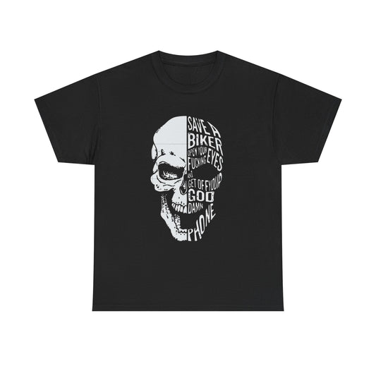Save A Biker Put The Phone Down Graphic T Shirt Unisex Heavy Cotton Tee