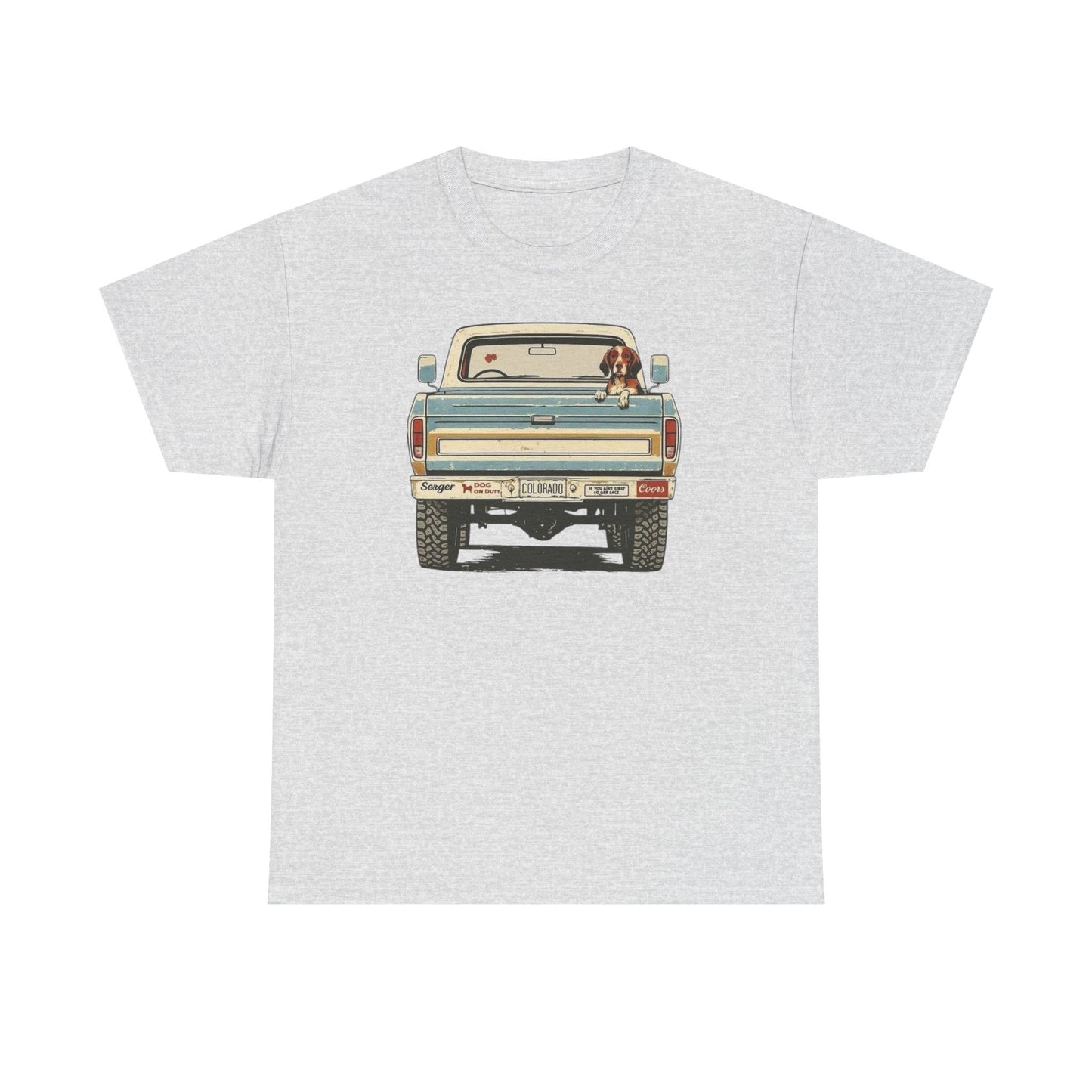Mans Best Friend In Pickup Truck USA Graphic T Shirt NEW Unisex Heavy Cotton Tee