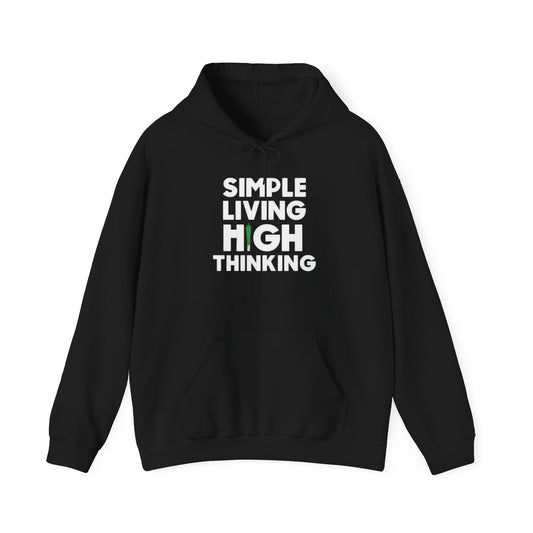 Simple Living High Thinking Graphic Hoodie Unisex Heavy Blend™ Hooded Sweatshirt