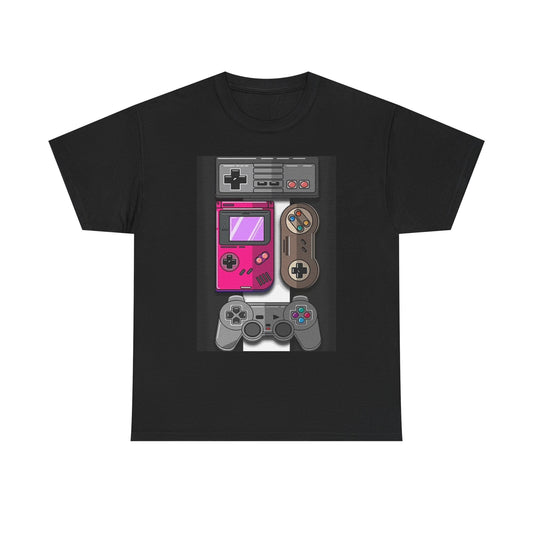 Vintage Video Game Controller T Shirt Retro Graphic Unisex Heavy Cotton Tee