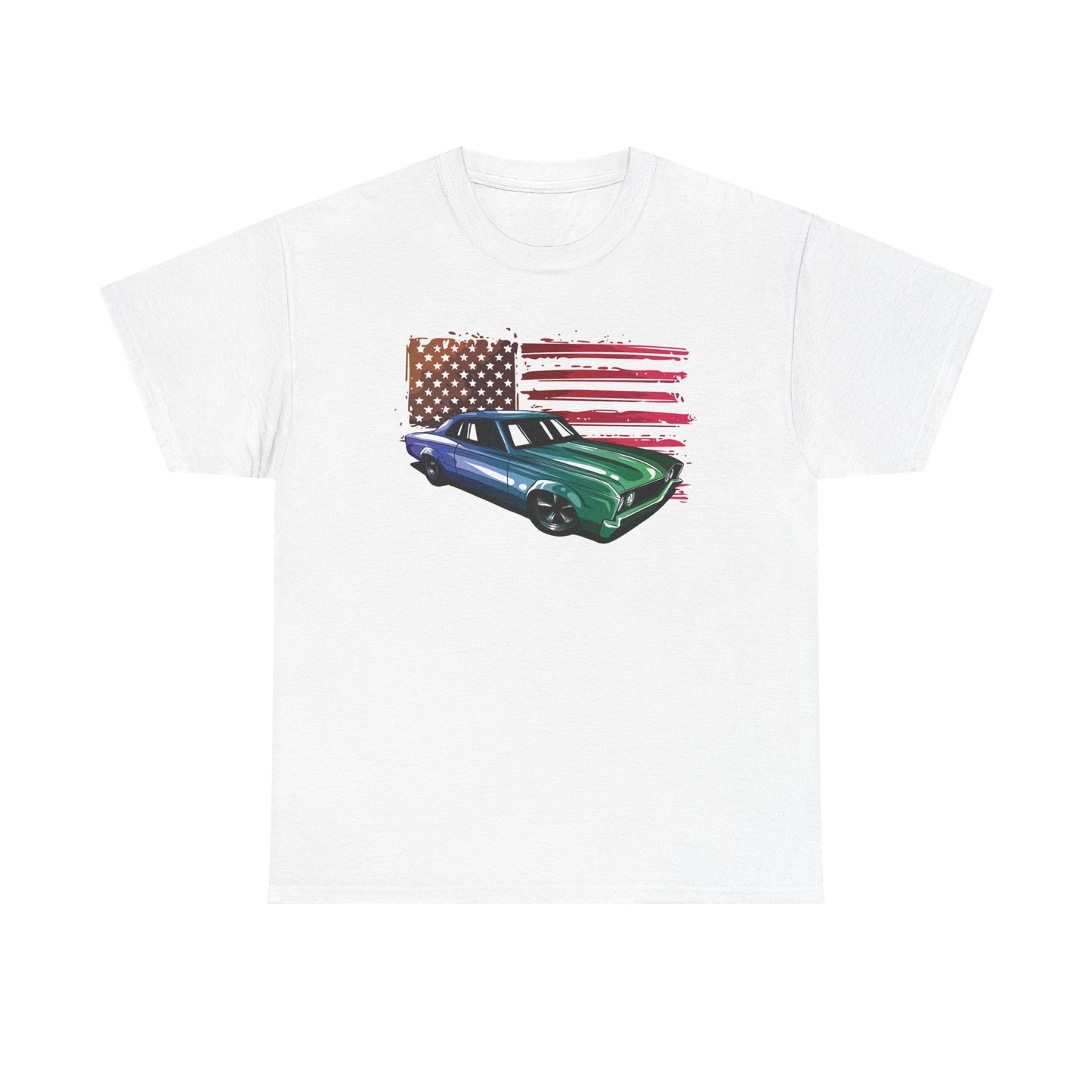 Chevelle SS Supersport T Shirt Retro American Flag Chevy Unisex Heavy Cotton Tee