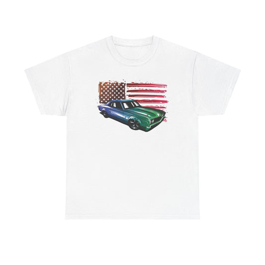 Chevelle SS Supersport T Shirt Retro American Flag Chevy Unisex Heavy Cotton Tee