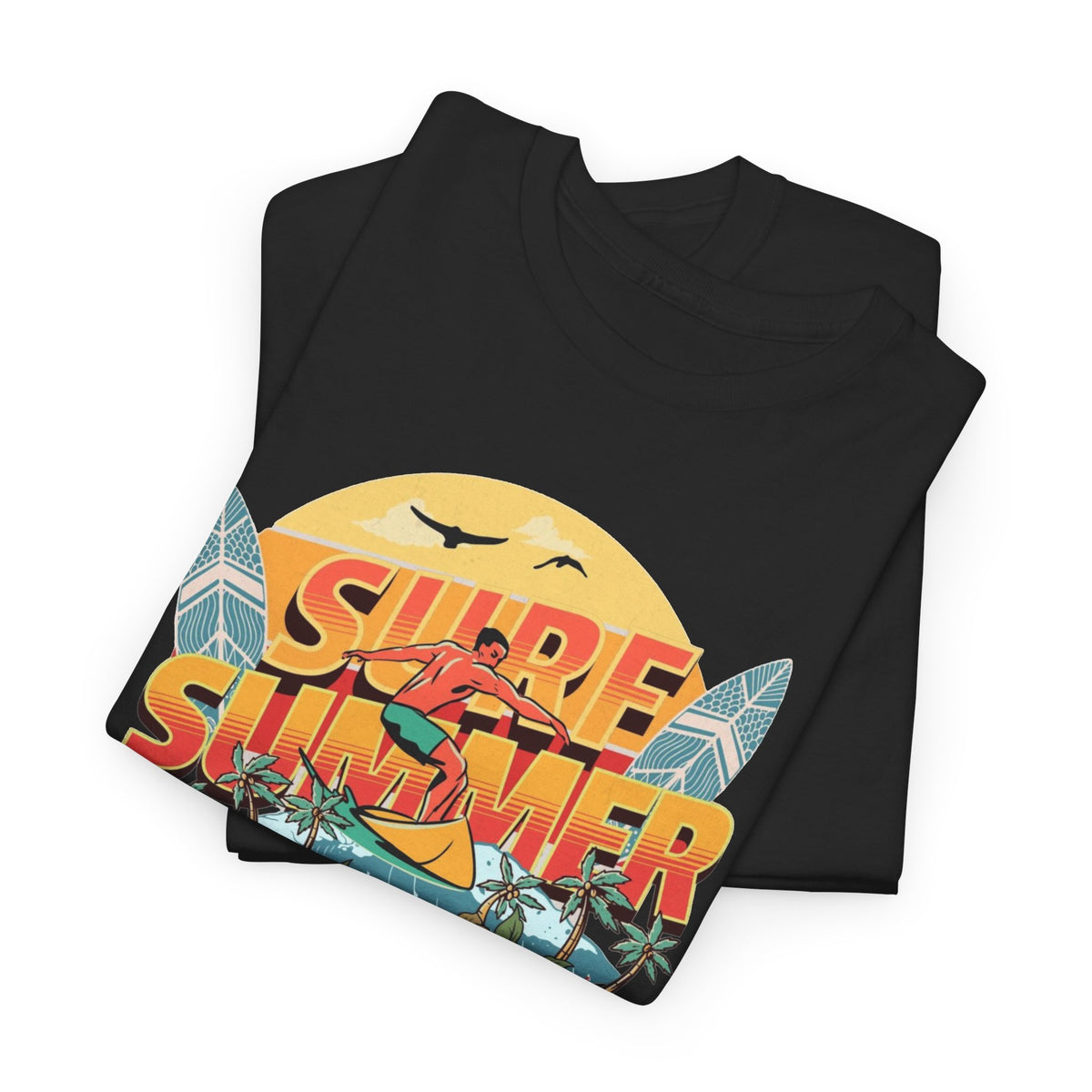Surfing Summer Graphic T Shirt Men's Beach Heavy Cotton Tee