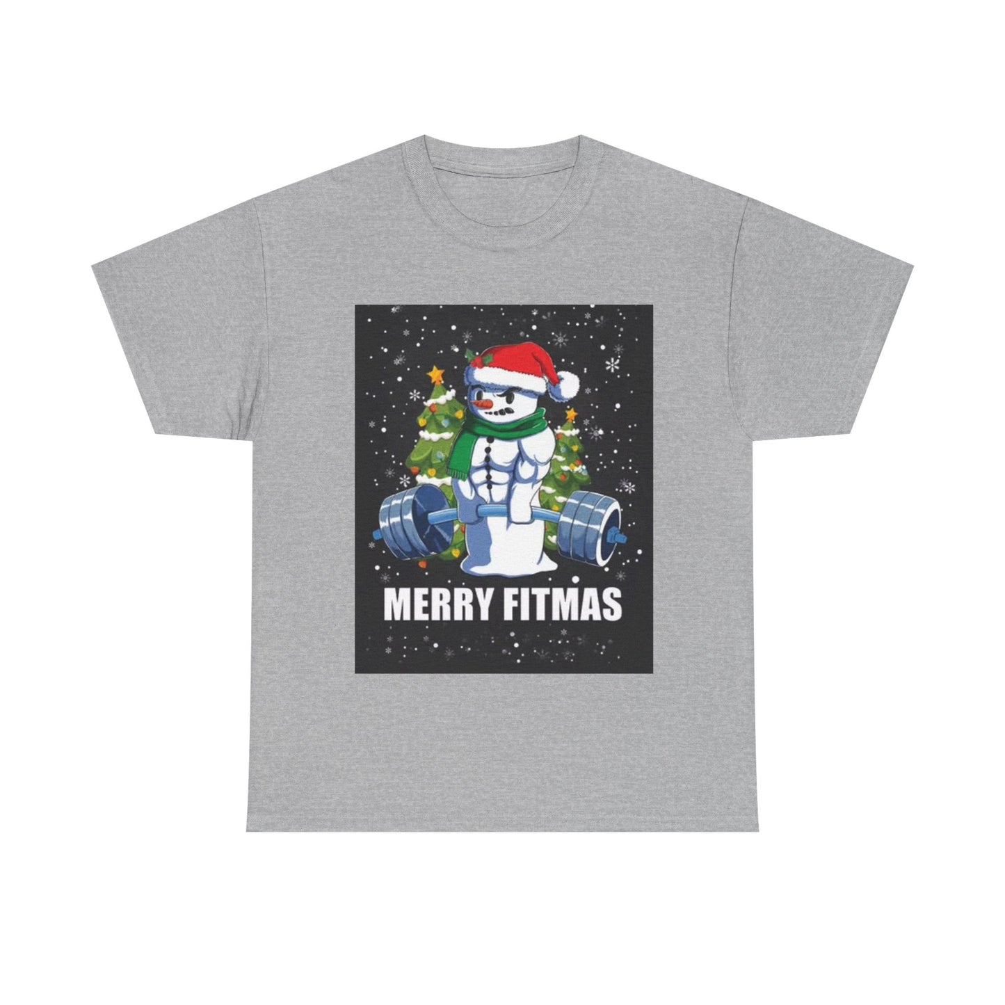 Merry Fitmas Shirt Funny Gym Snowman Christmas Gym Unisex Heavy Cotton Tee