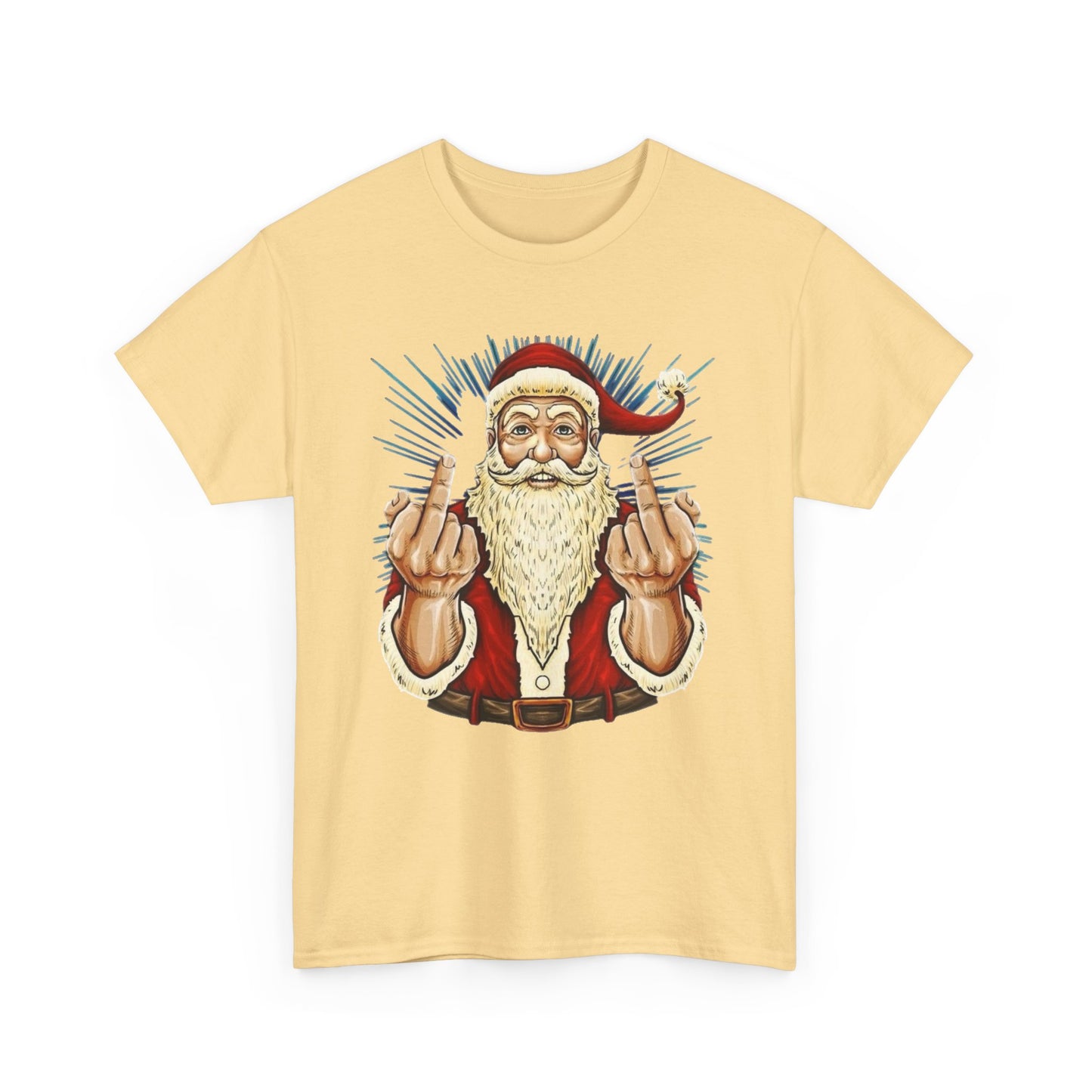 Funny Bad Santa Middle Finger Christmas Graphic T Shirt NEW ADULT