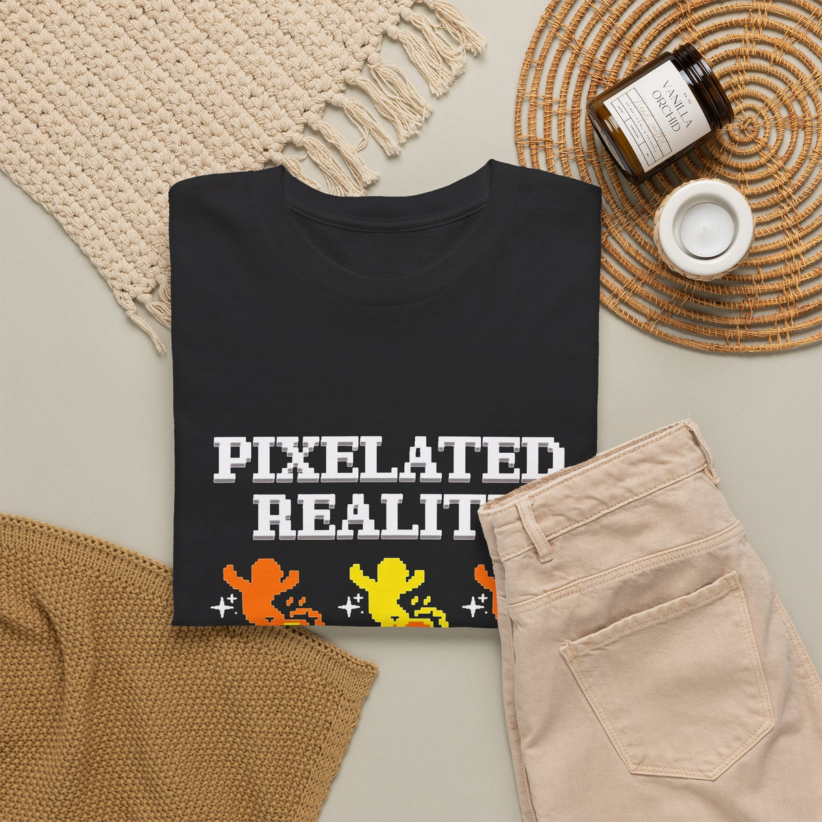 Pixelated Reality Gaming Graphic T Shirt Men's Vintage Arcade Heavy Cotton Tee