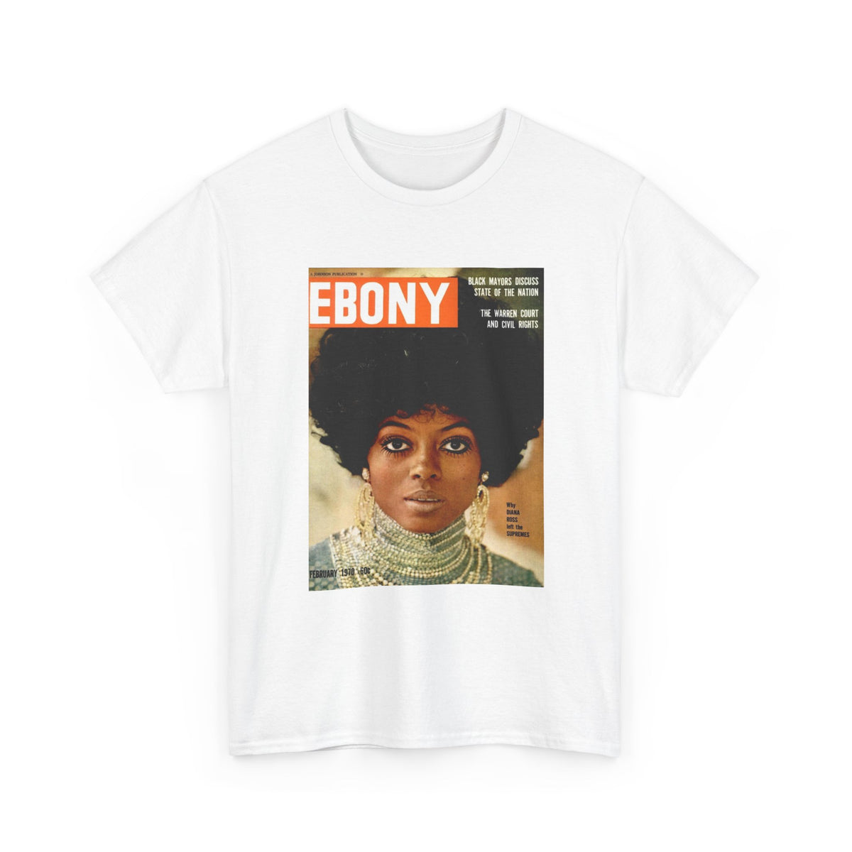Diana Ross Tshirt Retro Ebony Magazine Cover Poster Unisex Heavy Cotton Tee