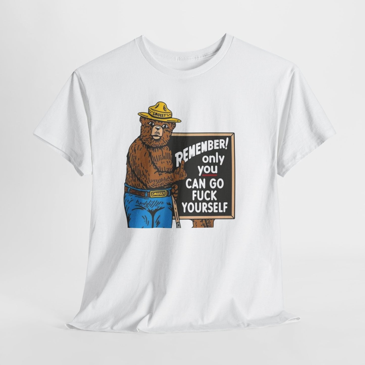 Smokey The Bear Graphic T Shirt Funny Vintage Jokes Unisex Heavy Cotton Tee