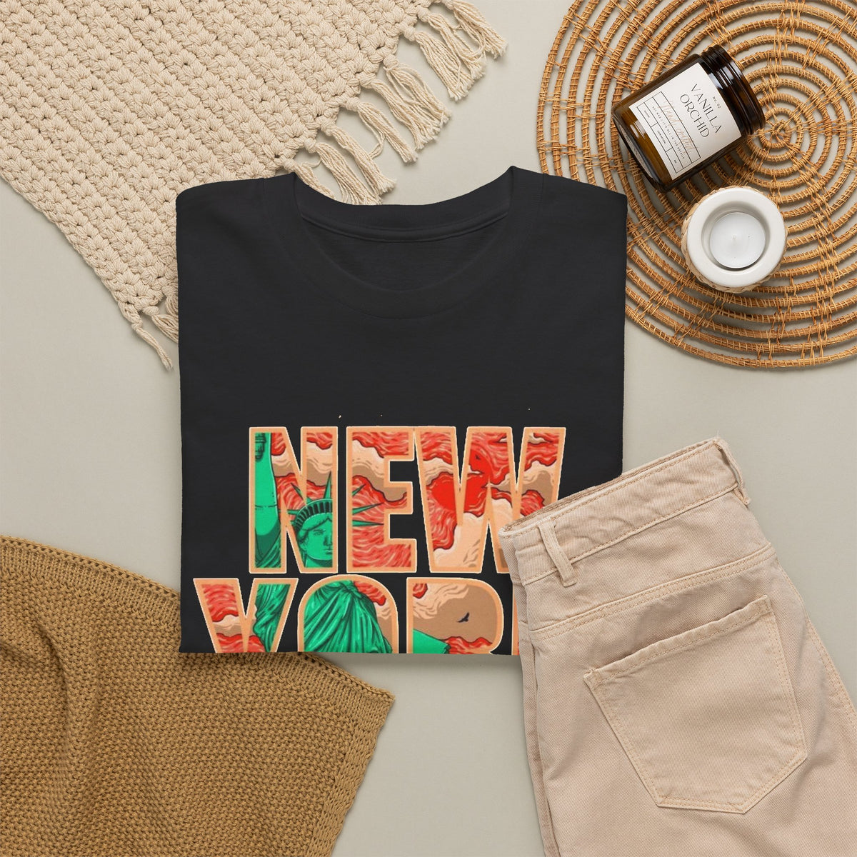 New York City Art Graphic T Shirt Men's Retro Heavy Cotton Tee