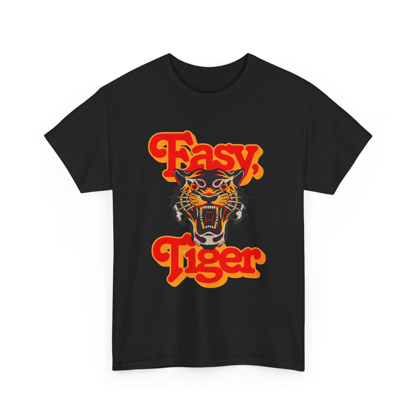Easy Tiger Retro 70's Classic Graphic T Shirt Regular Men's Heavy Cotton Tee