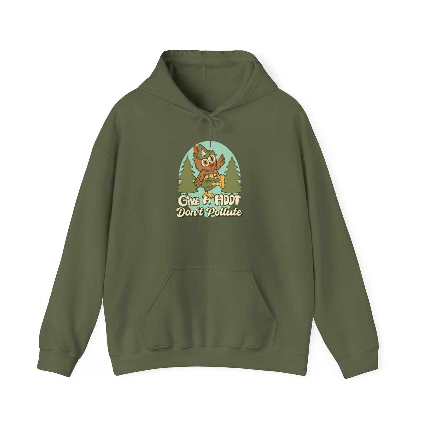 Give A Hoot Don't Pollute Graphic Hoodie Unisex Heavy Blend™ Hooded Sweatshirt