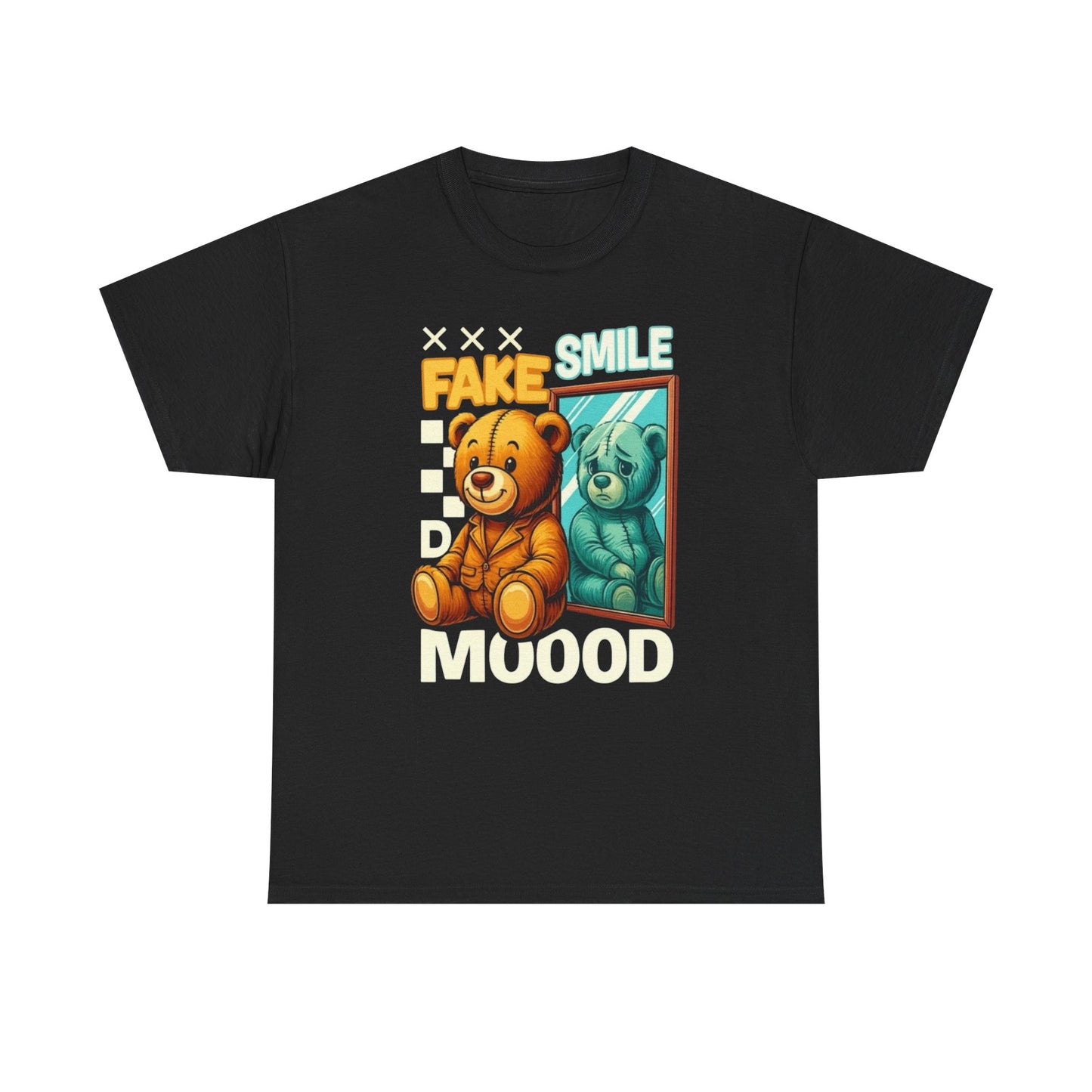 Fake Smile Teddy Bear Graphic T-Shirt Comfy Cotton Tee Brand NEW